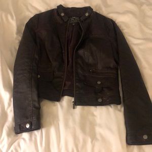 Wine colored faux leather jacket